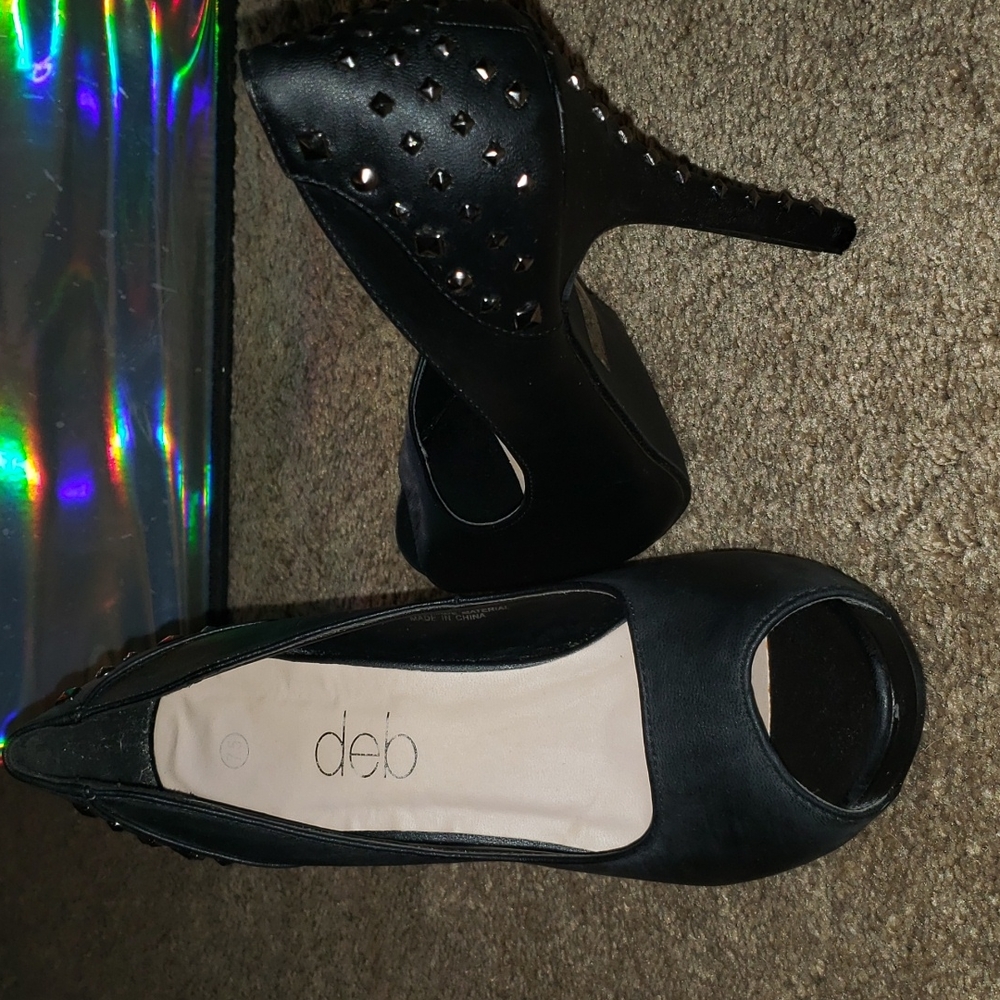 deb sexy studded peep toe pumps